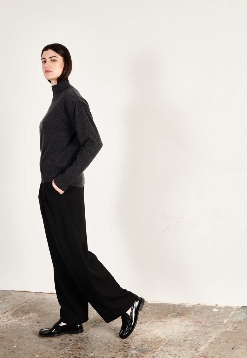 Pull col roulé femme en cachemire gris anthracite - HANA 8