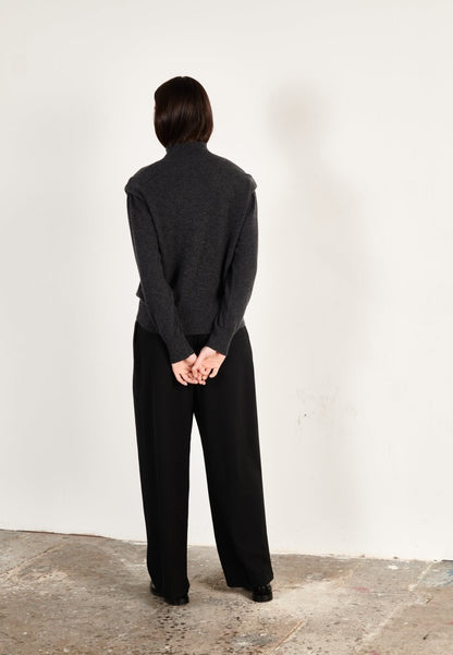 Pull col roulé femme en cachemire gris anthracite - HANA 8