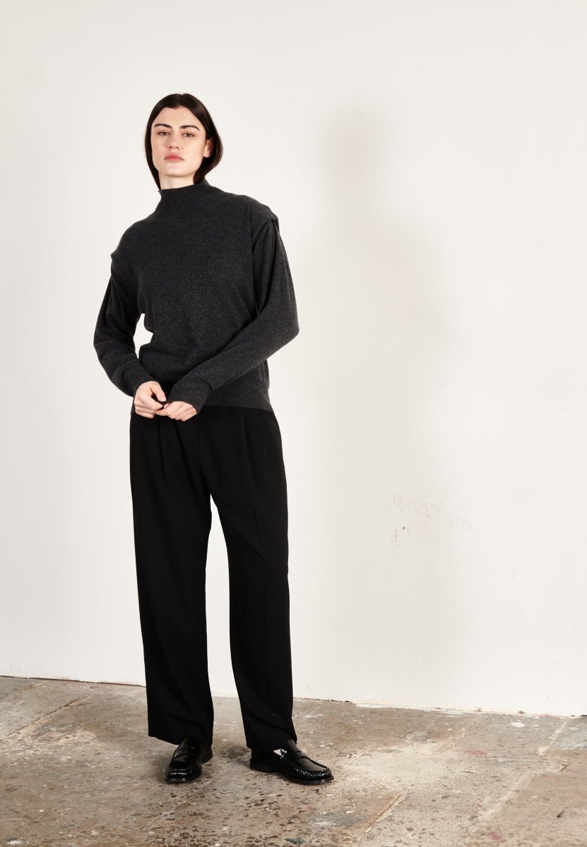 Pull col roulé femme en cachemire gris anthracite - HANA 8