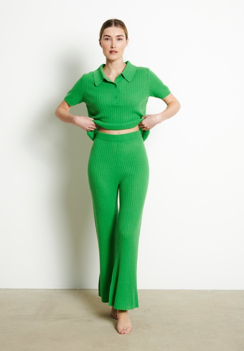 Pantalon femme en cachemire vert pomme - RIA 14